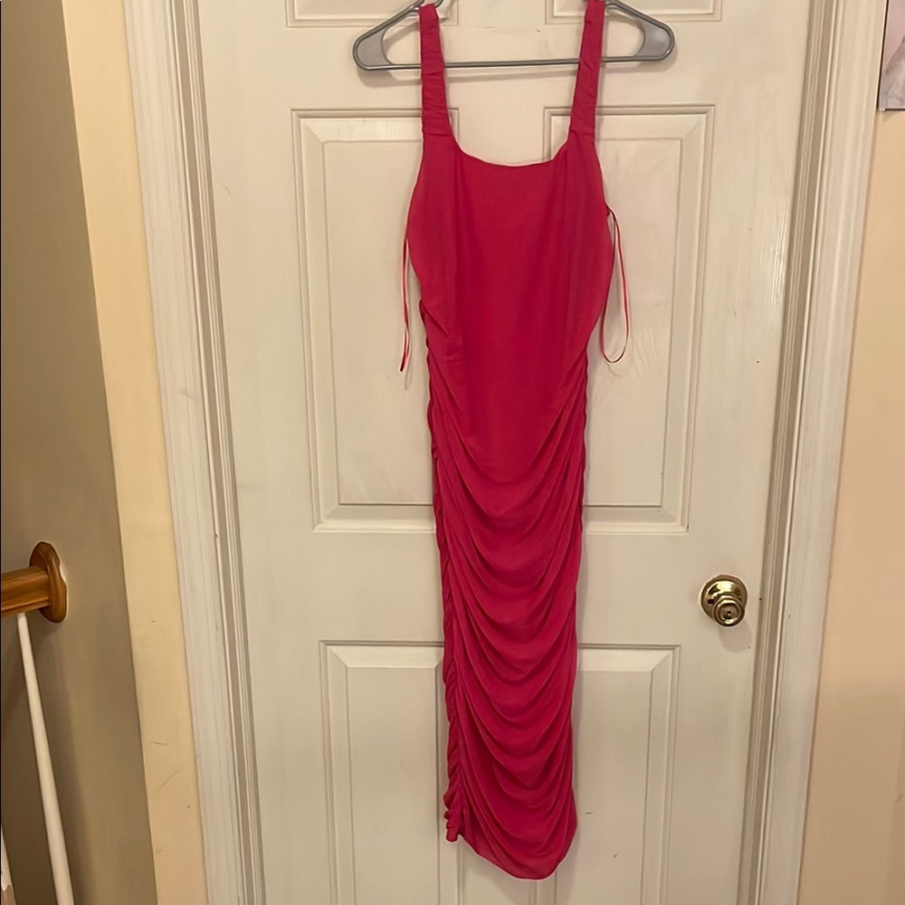 Elegant Pink Ruched Dress